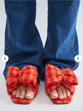 Orange Bow Slide Sandals